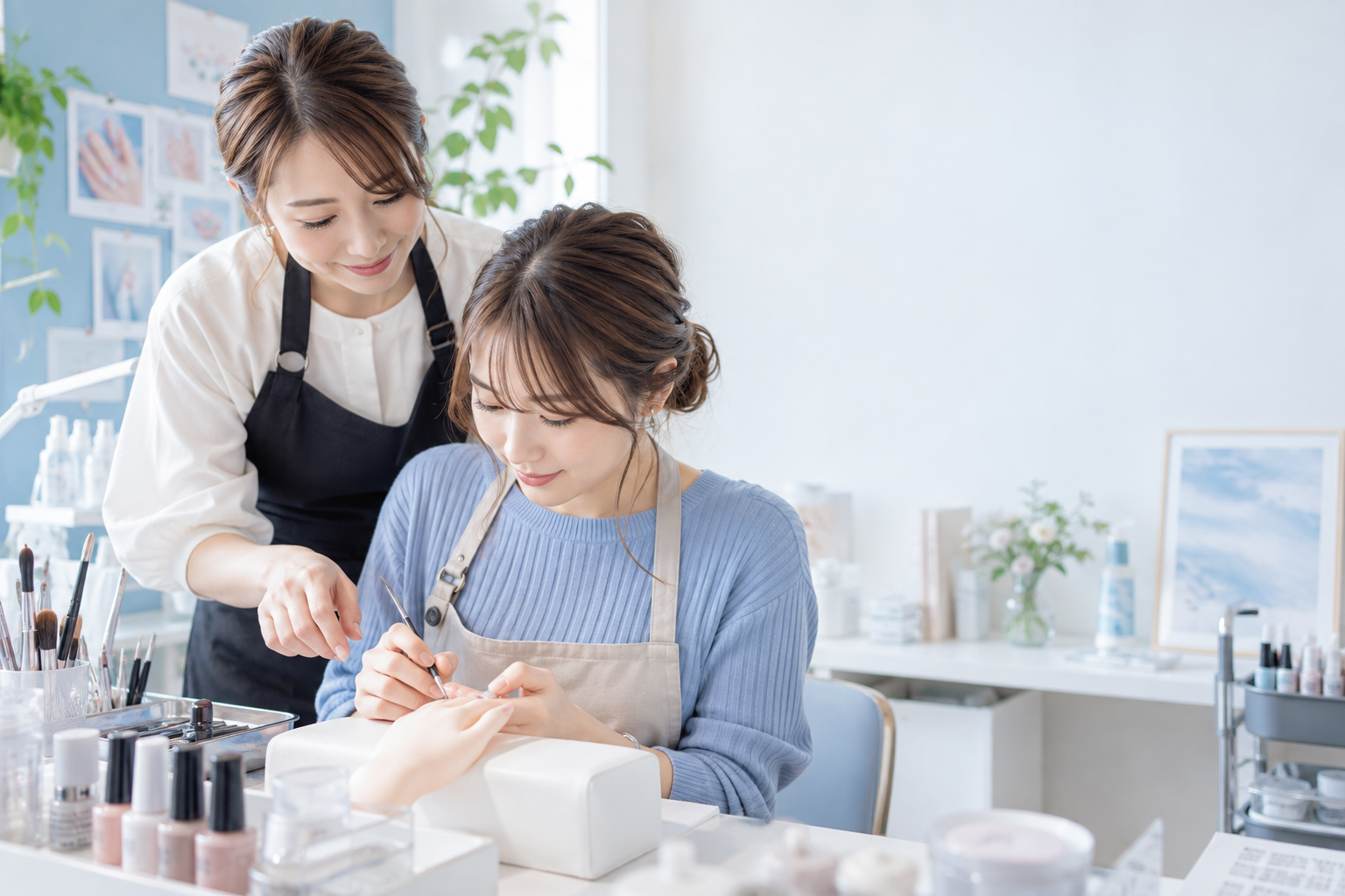 美容技術研修を受ける女性のコンセプトビジュアル